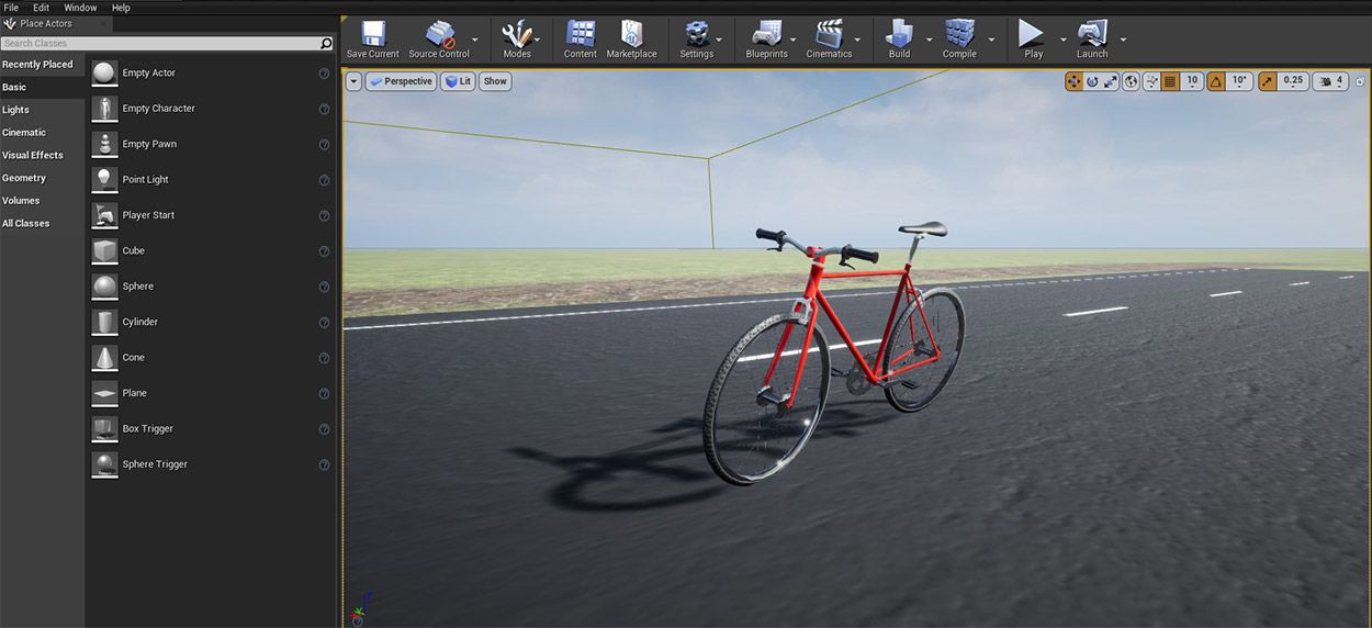 Simulink で Unreal Editor を使用した自転車の 3D シミュレーションと可視化。