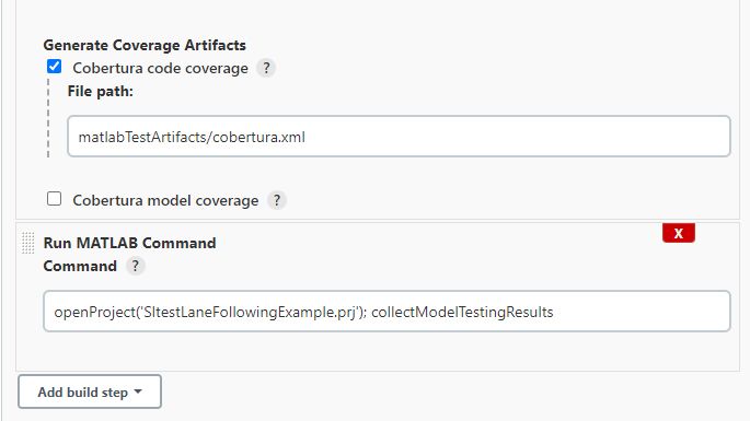 モデル テスト結果を収集するためのコマンドが入力された 2 番目のMATLAB コマンド実行フォーム。  