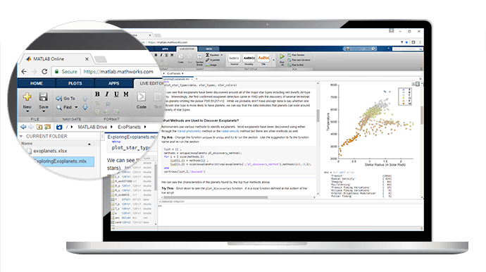 ダウンロードまたはインストールをする必要がなく、標準的なあらゆる Web ブラウザーから MATLAB や Simulink の利用が可能。