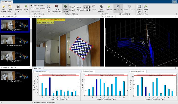 LiDAR カメラ キャリブレーター アプリ。3D LiDAR とカメラ間の剛体変換を推定。