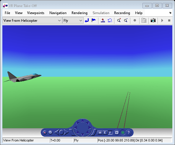 Figure VR Plane Take-Off contains objects of type hgjavacomponent, uimenu, uipanel, uitoolbar.