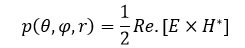 Equation for the time-averaged radiated power density of an antenna.