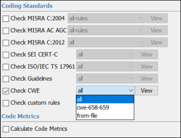 Coding Standards node on configuration pane