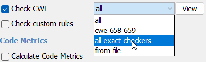 Check CWE drop-down list.