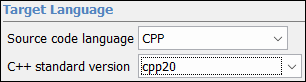 Polyspace Target Language menu selection