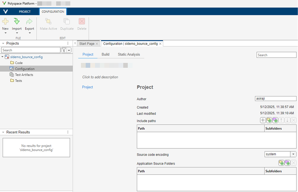 The Polyspace platform UI