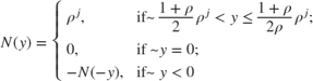 $$N(y) = \left\{ \begin{array}{ll} \rho^j, & \mbox{if~ $
\frac{1+\rho}{2}\rho^j < y \leq \frac{1+\rho}{2\rho}\rho^j$};\\0, &
\mbox{if ~$y = 0$}; \\ -N(-y), & \mbox{if~ $y < 0$} \end{array} \right.
$$