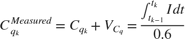 $C_{q_k}^{Measured} = C_{q_k} + V_{C_q} = \frac{\int_{t_{k-1}}^{t_k}{I}dt}{0.6}$
