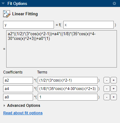 Modified coefficients and terms for linear fitting