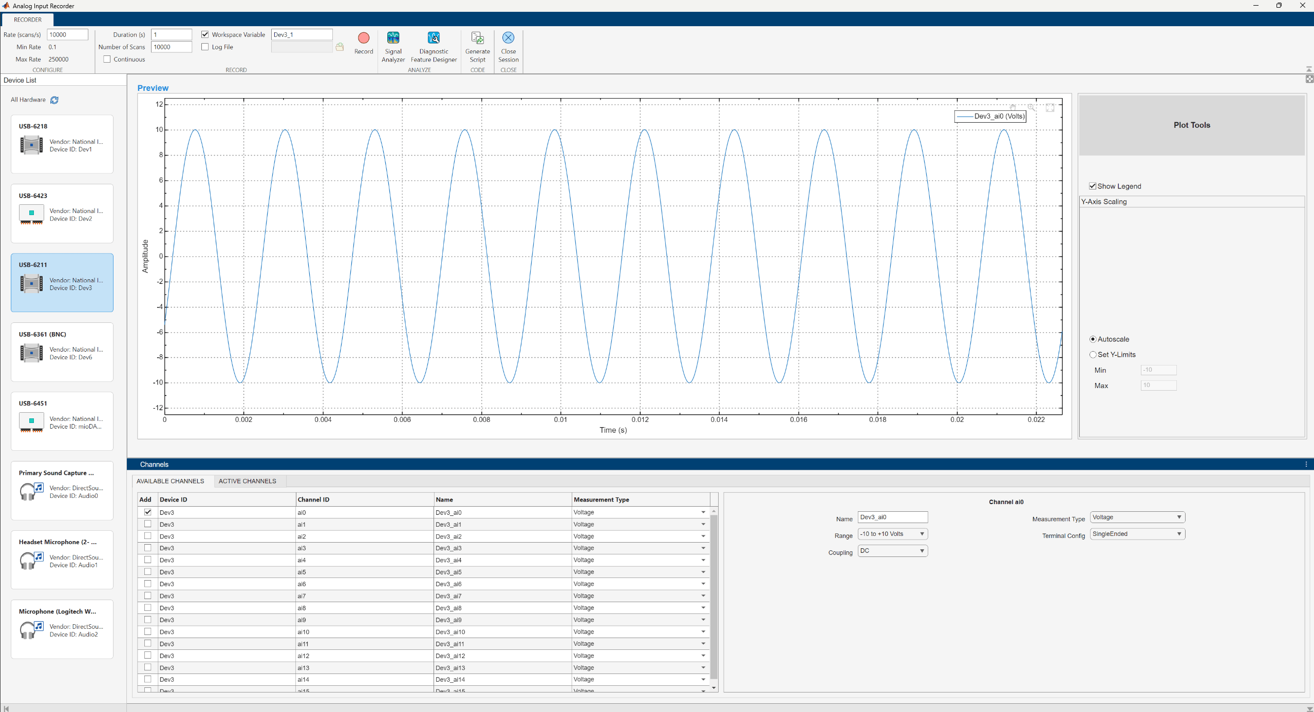 Analog Input Recorder App