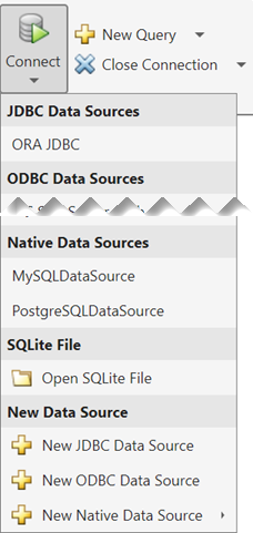 List of data sources and SQLite file for database connection