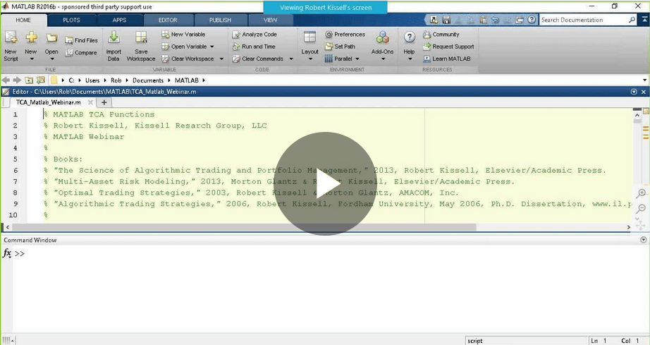 MATLAB script text for transaction cost analysis
