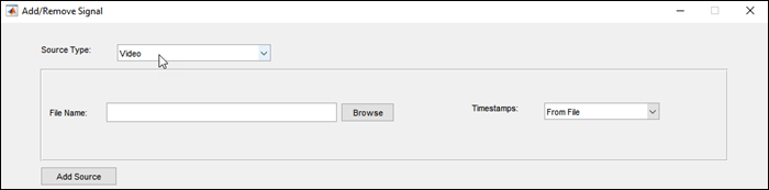 Add/Remove Signal dialog box with Source Type set to Video