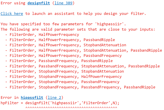 Error message display for