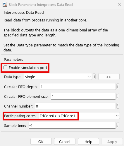 IPC Read block settings for inter core communication