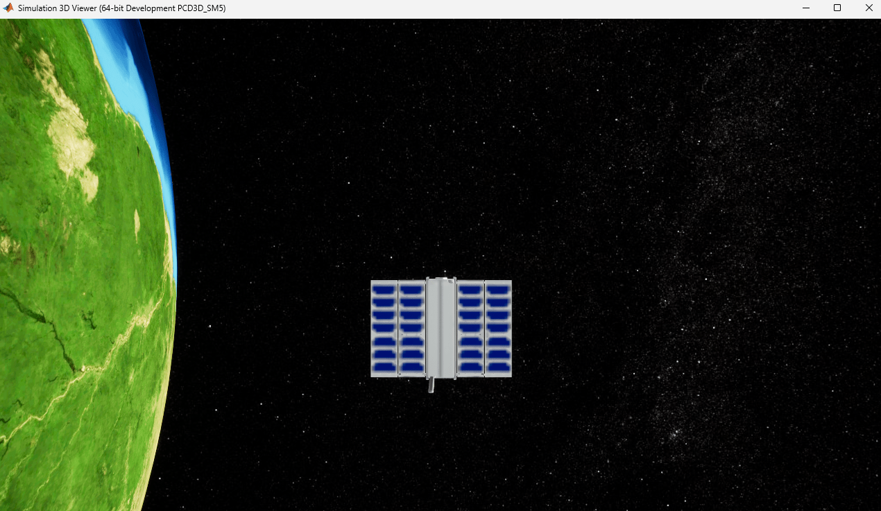 CubeSat in orbit around Earth with solar arrays extended