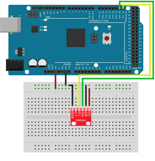 Read temperature from an I2C based sensor using Arduino ... usb 4 pin wiring diagram 