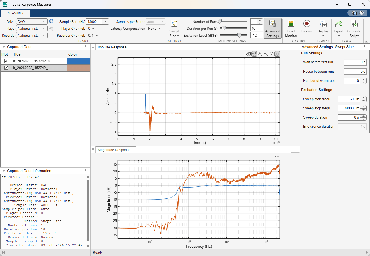 Impulse Response Measurement Using a NI USB-4431 Device