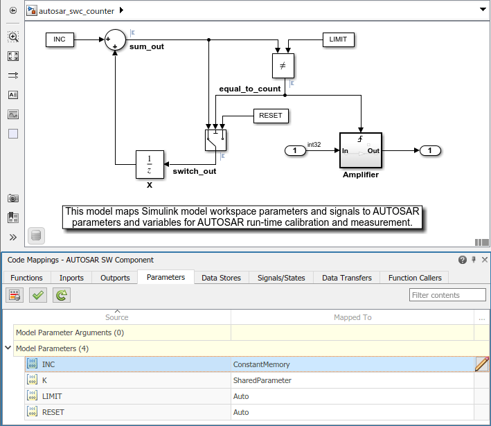 AUTOSAR のキャリブレーションと測定のためのパラメーターおよび信号の設定 - MATLAB & Simulink Example ...