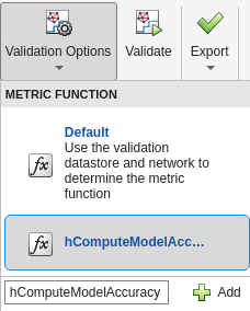 Validation Options drop down