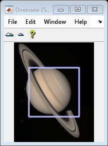 Figure Overview (Saturn) contains an axes object and other objects of type uipanel, uitoolbar, uimenu. The axes object contains 8 objects of type line, patch, image.