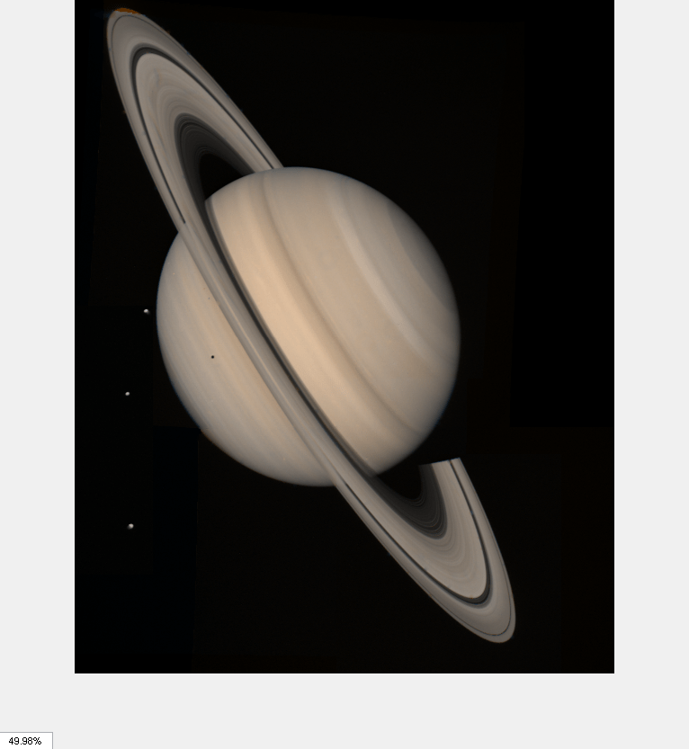 Figure Saturn contains an axes object and other objects of type uipanel, uicontrol. The axes object contains an object of type image.