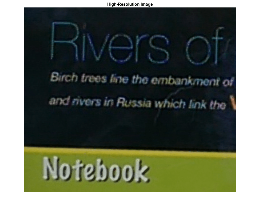 Figure contains an axes object. The axes object with title High-Resolution Image contains an object of type image.