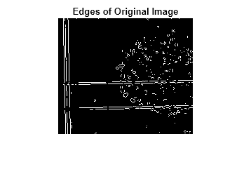 Figure contains an axes object. The axes object with title Edges of Original Image contains an object of type image.