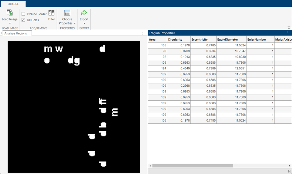 Filter Images on Properties Using Image Region Analyzer App