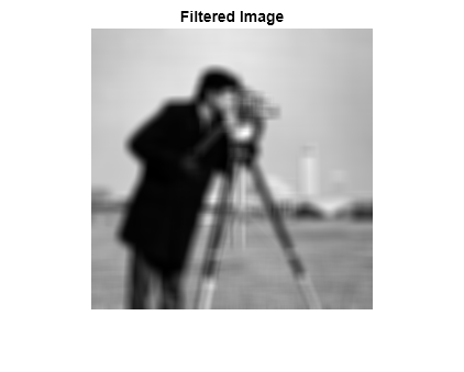 Figure contains an axes object. The axes object with title Filtered Image contains an object of type image.