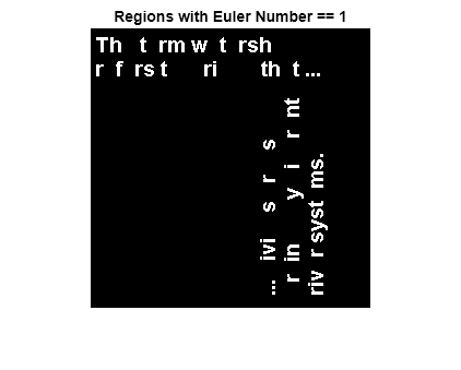 Figure contains an axes object. The axes object with title Regions with Euler Number == 1 contains an object of type image.