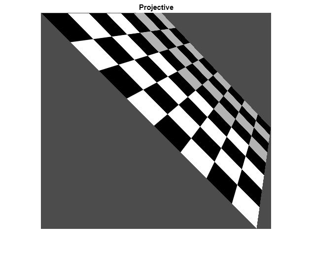 Figure contains an axes object. The axes object with title Projective contains an object of type image.