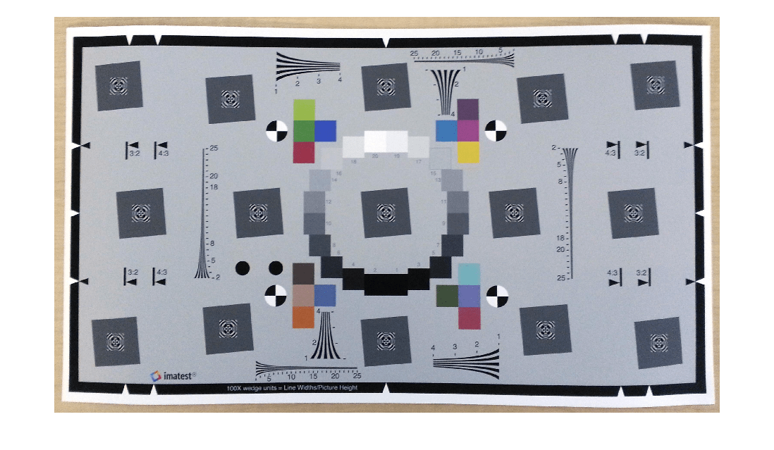 Figure eSFR test chart contains an axes object. The axes object contains 21 objects of type image, text.