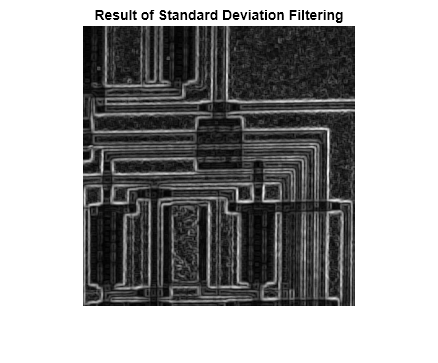 Figure contains an axes object. The axes object with title Result of Standard Deviation Filtering contains an object of type image.