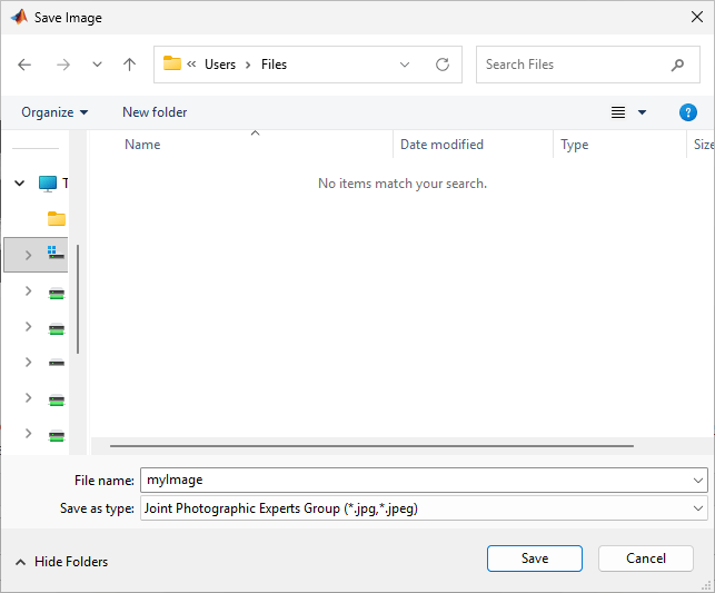 Image saved in a local folder as myImage.jpg
