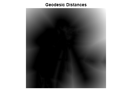 Figure contains an axes object. The axes object with title Geodesic Distances contains an object of type image.