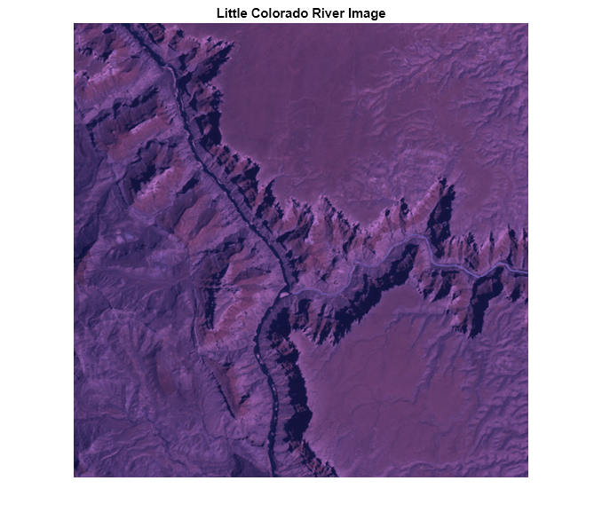 Figure contains an axes object. The axes object with title Little Colorado River Image contains an object of type image.