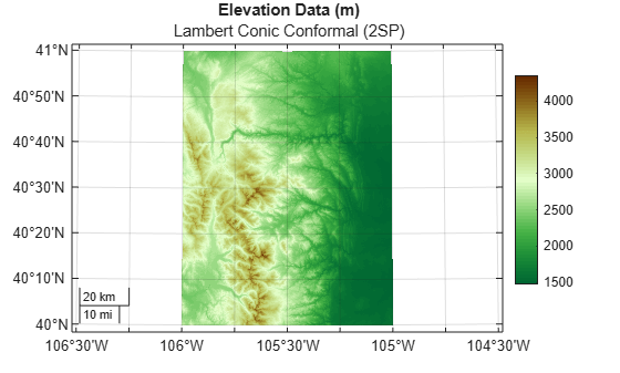 Figure contains an axes object with type mapaxes. The mapaxes object contains an object of type pseudocolorraster.
