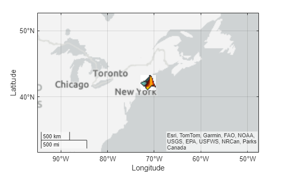 Figure contains an axes object with type geoaxes. The geoaxes object contains an object of type iconchart.