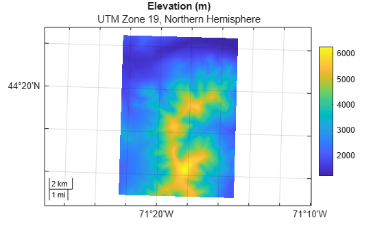 Figure contains an axes object with type mapaxes. The mapaxes object contains an object of type pseudocolorraster.
