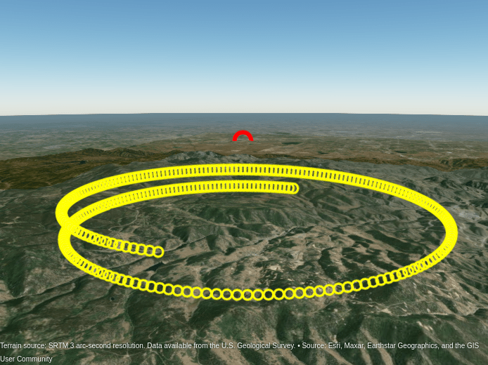 Ground truth trajectory plotted in yellow over terrain