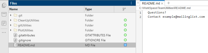 Files panel shows the repository on the left and the README file open in the editor on the right.