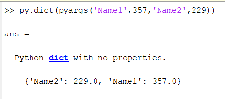 MATLAB での Python dict 変数の使用