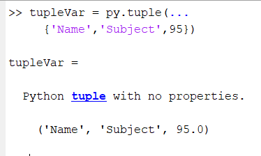 MATLAB での Python tuple 変数の使用