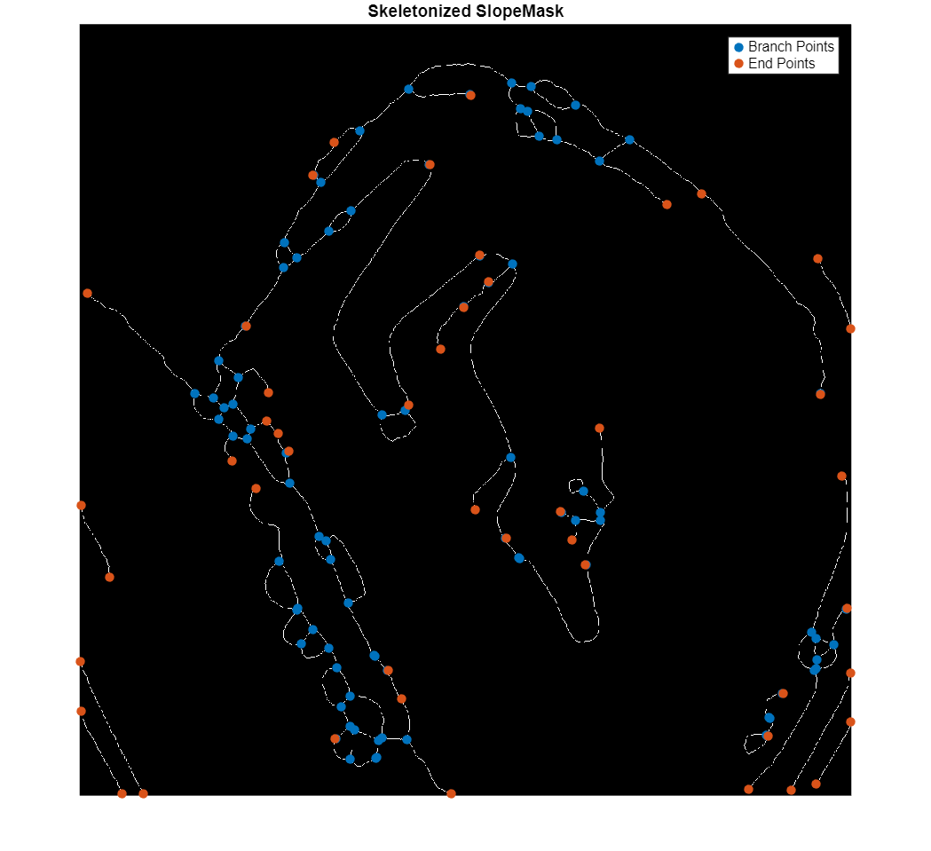 Figure contains an axes object. The axes object with title Graph from Skeletonized Image contains 7 objects of type image, line. One or more of the lines displays its values using only markers