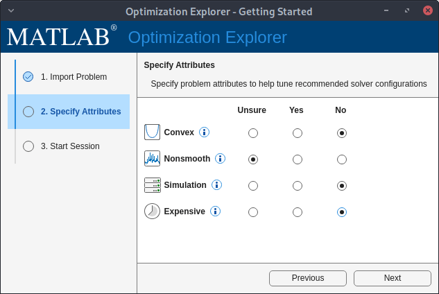 Specify problem attributes in the Specify Attributes step.