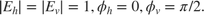$$ |E_h|=|E_v|=1, \phi_h=0, \phi_v=\pi/2. $$