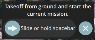 Slider to start the mission in fly view.