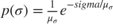 $ p(\sigma) = \frac{1}{\mu_\sigma}e^{-sigma/\mu_\sigma} $
