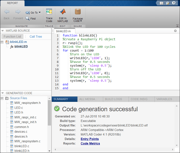 Deploy and Run Custom MATLAB Functions on Raspberry Pi